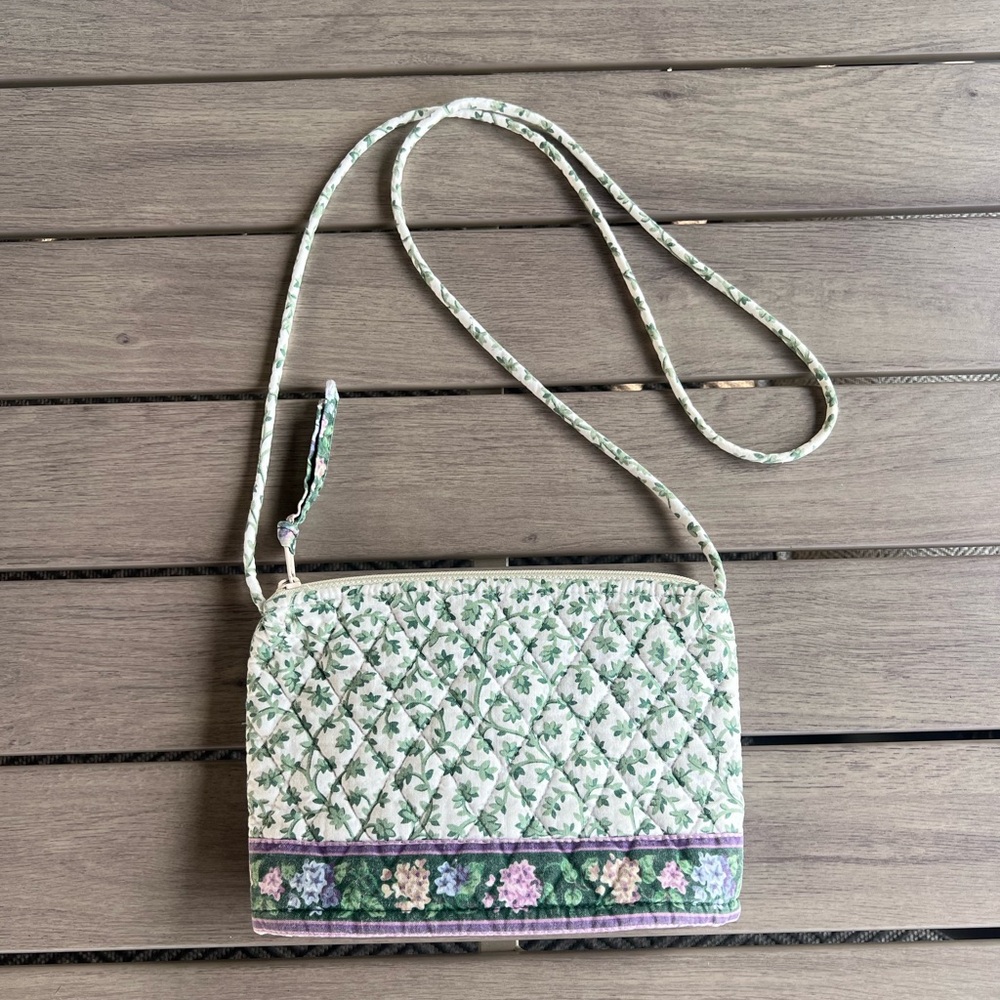 Rare Vintage VERA BRADLEY Green Lilac Time 1997 Elite Petite Shoulder Bag